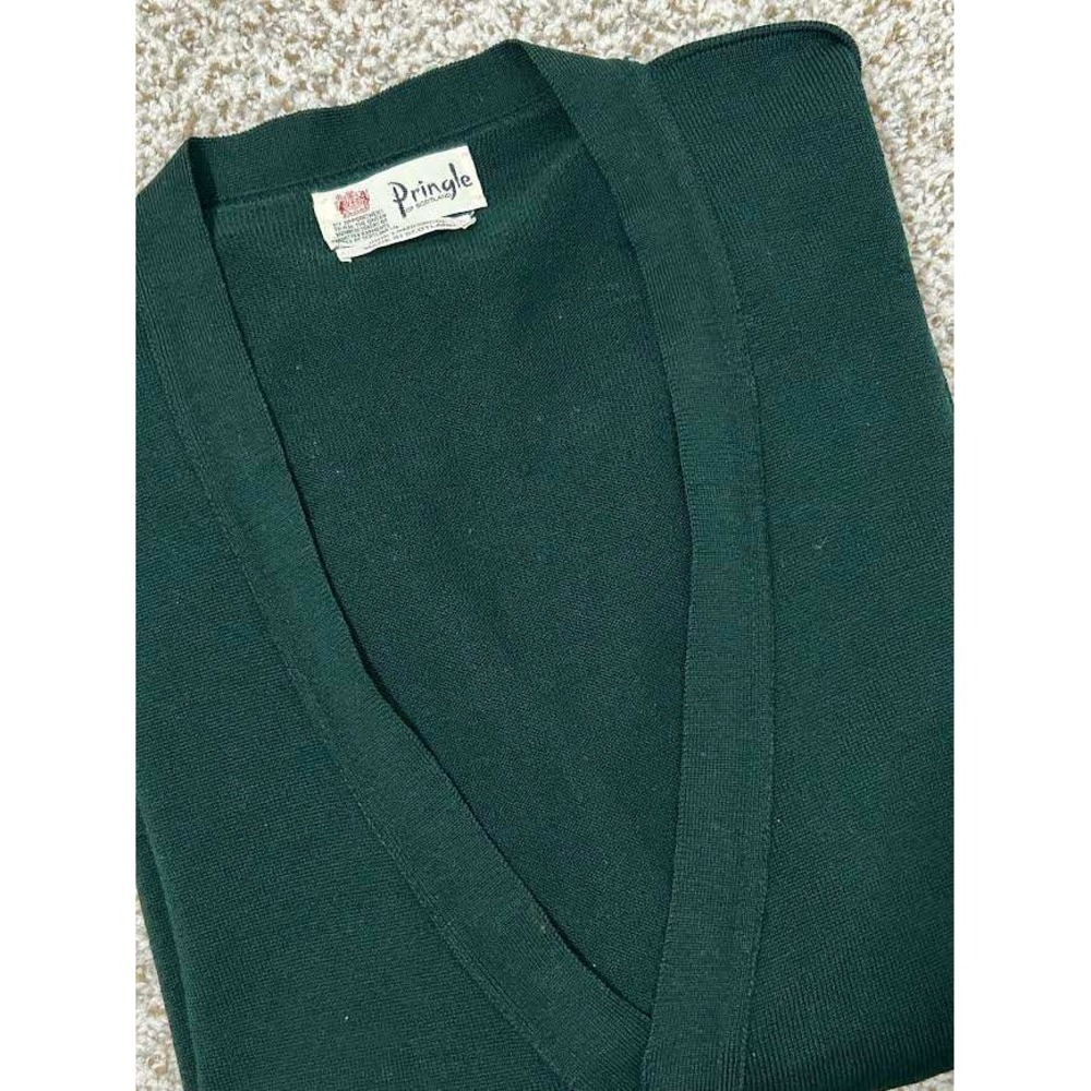 Pringle of Scotland Mens Vintage Lambswool Cardigan Sweater Green Made Scotland